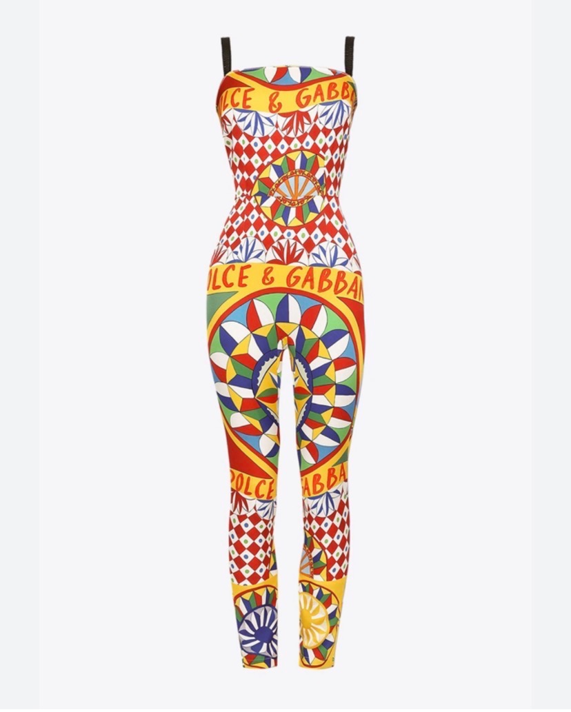 Dolce & Gabbana Technical Jersey Jumpsuit in multi-color Carretto print